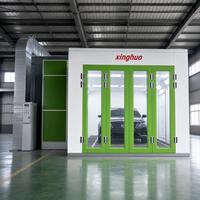 Cabine de peinture électrique robuste 43 kW à prix d'usine 80 ° Cabines de peinture automobiles C Baking avec éclairage fiable 800 lux et four intégré