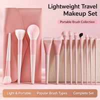 Ensemble de 12 pinceaux de maquillage roses, poils synthétiques doux, pinceaux pour le visage et les yeux, pinceaux pour l'ombre à paupières - Outils de beauté, maquillage