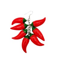Pendientes de Resina Roja Personalizados 2024, Simulación 3D de Pimientos Pequeños, Fabricante {Pendientes para Mujer}