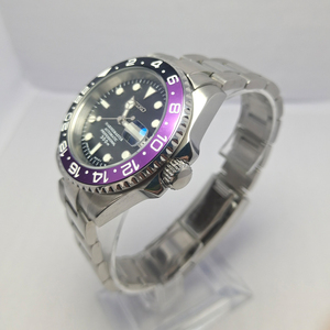 Montre de plongée automatique mécanique de luxe pour hommes, de qualité supérieure, en acier inoxydable, avec cadran noir et violet, étanche 5 bars - Product Image 2