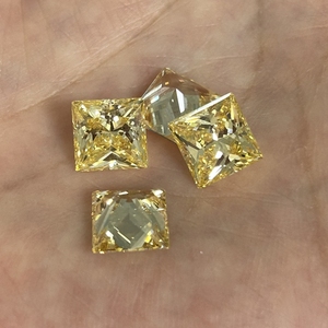 Pierres précieuses en zircone cubique de qualité 5A, couleur jaune clair, forme carrée, taille princesse, pierres CZ synthétiques, perles pour bijoux - Product Image 6