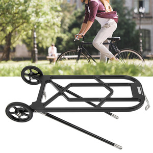 Porte-bagages arrière pliable pour vélo, porte-bagages en alliage d'aluminium haute résistance avec roues pour <span class=keywords><strong>Brompton</strong></span> noir - Product Image 3