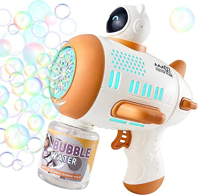 Astronaut Automatic Hine Children Glowing Gun Rocket Launcher Bubble Blower For Kids Soap Summer Toys