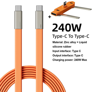 Cable de Carga Rápida Tipo C a Tipo C de Silicona Líquida de 240W con Soporte Plegable <span class=keywords><strong>para</strong></span> Teléfono, Adaptador <span class=keywords><strong>OTG</strong></span> <span class=keywords><strong>para</strong></span> <span class=keywords><strong>iPhone</strong></span> 17 16 15 Pro Samsung - Product Image 1