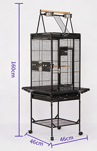 Grande cage à oiseaux en fer forgé de 63 pouces de hauteur, construction solide avec plateau de jeu, grande <span class=keywords><strong>volière</strong></span> avec support pour calopsitte, ara - Product Image 2