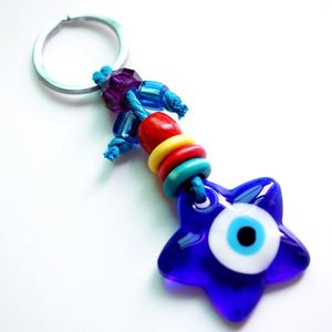 Jewelry Purse Decor Gift Bag Car Glass Lucky Star Key Chains Turkish Glass Evil Eye Hamasa Hand Key Chain Charm Amulet Key Rings