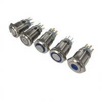 Interrupteur à bouton-poussoir métallique Rohs 19 mm DC 12V/24V marche/arrêt ou momentané avec lumière LED bleue