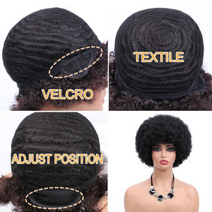Peluca Afro Rizada con Flequillo, Aspecto Natural, Peluca Afro Corta Rizada, Pelucas Afro Rizadas para Mujer, 6 Pulgadas, 90g - Product Image 4