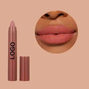 Tren lipstik coklat telanjang wadah vegan tahan air bibir krayon matte nude pena lipstik