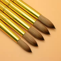 Vente chaude Or Métal Poignée Réel Premium Kolinsky Cheveux Tête Ronde Acrylique Brosse À Ongles pour Acrylique Ongles Art Kolinsky Brosse