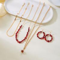 Ensemble de bijoux collier multi-rangs plaqué or en pierre naturelle et os de serpent, style mode française, pour femme, unique, vente en gros
