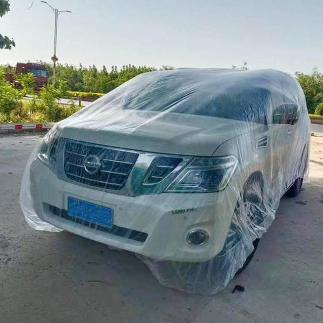 One-time Plastic PE Car Cover Full Coverage Cover 100% Waterproof Transparent Cover