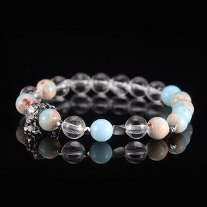 RINNTIN GMB99 Vente en gros de perles de pierre naturelle Shoushan de 8 mm, perles de quartz clair, bracelet en cristal de guérison pour le <span class=keywords><strong>bien</strong></span>-être et l'équilibre - Product Image 1