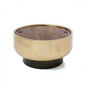 Table basse ronde moderne en métal aluminium pour salon, mobilier de haute qualité, revêtement en poudre noire, taille personnalisée disponible - Product Image 1