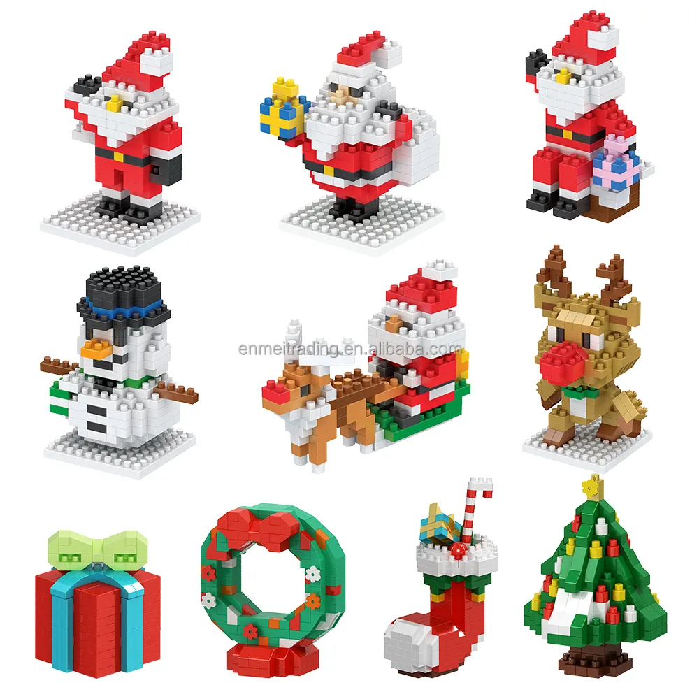 DIYクリスマスおもちゃギフト装飾ストッキング木の装飾品ナノレンガートレインおもちゃビルディングブロックセット子供用おもちゃ7563-8043