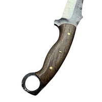 Ensemble de couteaux de camping en acier au carbone, manche en bois de noyer, bord partiellement dentelé, multifonction, léger, durable, utilisation en extérieur, cuir