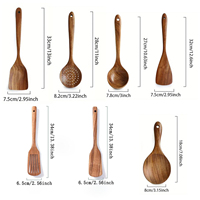 Ensemble d'ustensiles de cuisine en bois de 7 pièces Outils de cuisson en bois Spatule et cuillères en bois antiadhésif naturel