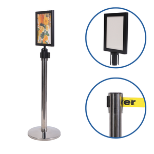 Poste <span class=keywords><strong>de</strong></span> Señalización Portátil y Removible Moderno con Soporte para Letreros A4 y Diámetro <span class=keywords><strong>de</strong></span> Poste <span class=keywords><strong>de</strong></span> 63 mm para Guía <span class=keywords><strong>de</strong></span> Filas en Bancos u Hospitales - Product Image 4