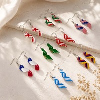 Pendientes Colgantes Patrióticos de Acrílico con Bandera Nacional Personalizada, Pendientes Patrióticos en Espiral Retorcida para Mujer, Joyería al por Mayor OEM ODM