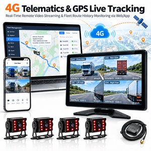 <span class=keywords><strong>Cam</strong></span>éra de tableau de bord pour camion 10,1 pouces avec CarPlay et Android Auto, système d'alarme antivol de carburant 4G, capteur de carburant ultrasonique, kit <span class=keywords><strong>cam</strong></span>éra de recul - Product Image 3