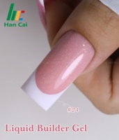 Gel de construction liquide OEM pour extension d'ongles, marque privée, longue tenue, couleur rose nude scintillante, pour salon de manucure