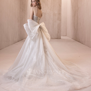 Lsgz04 Magnificent White High Neck Long Sleeve Crystal Sequin Beaded Palace <b>Ball</b> <b>Gown</b> Cathedral Wedding Dress Jancemebr - Product Image 2