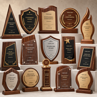 Trofeos de Madera para Ceremonia de Graduación, Placa Decorativa de Recuerdo con Texto Grabado, Trofeo de Madera de Color Personalizado