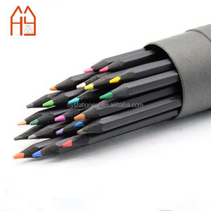 Ensemble de 36 crayons de <span class=keywords><strong>couleur</strong></span> en bois <span class=keywords><strong>noir</strong></span> personnalisables, mine souple, forme hexagonale - Product Image 3