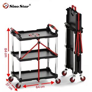 Carrello Pieghevole Multifunzionale a 3 Ripiani per Riparazione Auto/<span class=keywords><strong>Moto</strong></span>, Carrello Portaoggetti Domestico Pieghevole SP00868 - Product Image 2
