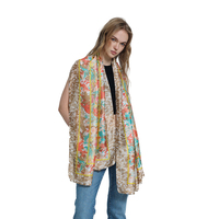 Venta al por mayor bufanda de seda satinada impresión personalizada para las mujeres estolas bufanda larga moda floral impreso diseño bufandas y chales