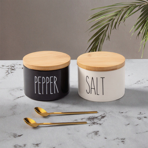 <span class=keywords><strong>Arredamento</strong></span> moderno cucina 270ml capacità di <span class=keywords><strong>sale</strong></span> in ceramica e pepe ciotole con coperchio di bambù - Product Image 1