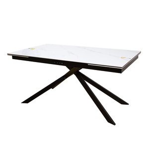 2024 Modern Smart Furniture Restaurant Tables Snow Mountain Slabs <b>Top</b> Wireless Extendable Dining Set New Product Metal DT001 Sma - Product Image 1