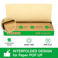 Boîte distributrice de feuilles de papier sulfurisé naturel kraft 10x10,5 pouces, pliées, antiadhésives et résistantes à la graisse pour friteuse à air
