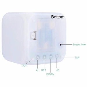 7 Colors Changing Night Light <b>Digital</b> Desk <b>Clock</b> Square LCD Display Temperature Day Date White Plastic Minimalist Design <b>Battery</b> - Product Image 2