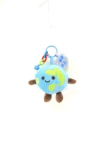 Porte-clés en peluche Terre mignon de dessin animé, poupée planète en peluche douce et durable, pendentif de sac, décoration, cadeau, faible MOQ, logo personnalisé