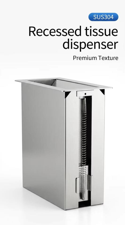 SUS304 Recessed Tissue Dispenser Concealed Stainless Steel Paper Holder ...