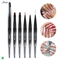 Ensemble de pinceaux à ongles professionnels pour nail art, avec manche métallique dégradé et poils en nylon, comprenant des pinceaux liner, ovales et plats pour la peinture, idéal pour les tâches quotidiennes en salon.