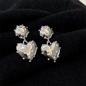 Pendientes de Plata S925 con Corazón Estilo Bohemio y Circonitas para Mujer, Hechos en Corea, Joyería de Moda, Regalo - Product Image 4