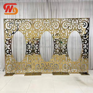 SMOOTH Factory Metal Background Pattern Panel Frame Arch Gold <b>Backdrop</b> for Wedding Decoration Party Scene - Product Image 1