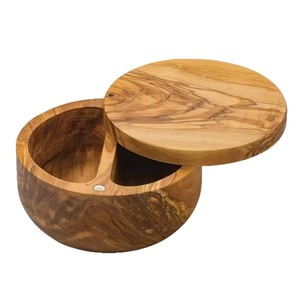 Acacia Wood Salt Container Divided Lid Kitchen <b>Spice</b> <b>Jar</b> Minimalist Design Small Size - Product Image 5