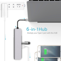 VCOM 6 Port USB Tipe C Hub dengan 4K HDMI USB 3.0 TF pembaca kartu SD PD 3.0 60W adaptor Multiport dock USB