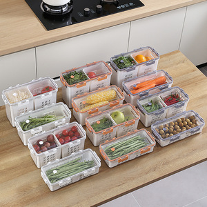 Contenitore per Frigorifero <span class=keywords><strong>Ribot</strong></span> con Scomparti, Drenaggio Trasparente, Congelamento Sigillato, Scatola per Conservazione di Frutta e Verdura in Cucina - Product Image 4