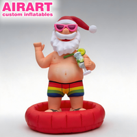 Père Noël gonflable d'été pour la décoration de fête au bord de la piscine, accessoire de Noël pour la plage, Père Noël hawaïen gonflable, design personnalisé