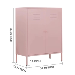 أثاث منزلي خزانة جانبية فولاذية بنصف ارتفاع بابين معدني بأرجل - Product Image 2