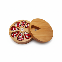Boîte à pilules portable en bambou pour vitamines hebdomadaires, organiseur de médicaments en bois, distributeur de médicaments, compartiment pour ranger les capsules de médicaments