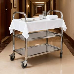 Nhà máy Zunck cung cấp xe đẩy phục vụ nhà bếp và xe đẩy ăn uống bằng thép không gỉ ba tầng có tay cầm bằng bạc, có thể tùy chỉnh. - Product Image 5