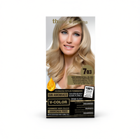 Tinte Permanente para el Cabello V-Color 703 Rubio Medio Dorado Natural Sin Amoníaco Crema Hidratante de Lujo Líquido con Aceites Florales
