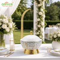 Moderne Hohlform-Design Runde Weiße Chafing Dishes Kommerzieller Speisenwärmer für Restaurant- und Hotelbedarf