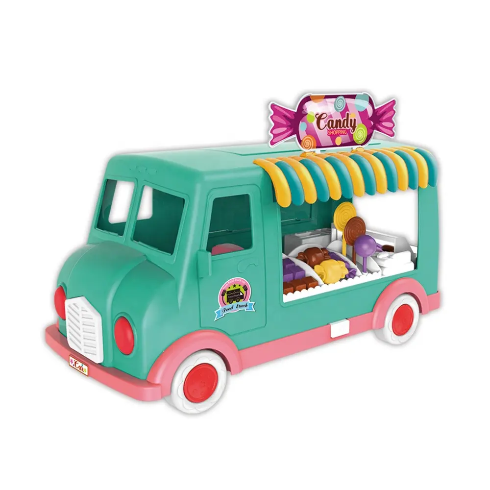 Children Learning Toy Mini Super Market Kitchen Play Set Kid food truck toy Role Pretend Ice Toy Bus Cream