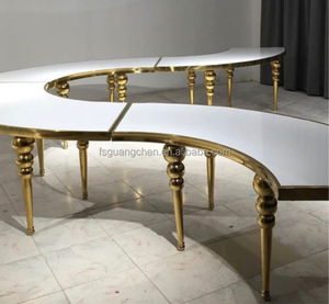 Bàn Và Ghế Đám Cưới Đồ Nội Thất Nhà Máy Bán Buôn Bàn Tiệc Sự Kiện Tiệc Khách Sạn Bằng Thép Không Gỉ Màu Vàng Kim Loại - Product Image 5